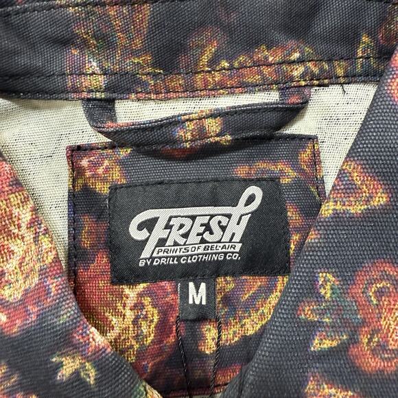 Fresh Prints of Bel-Air Floral Jacket Men M Black Multi Cotton Zip Up Streetwear - Picture 5 of 11